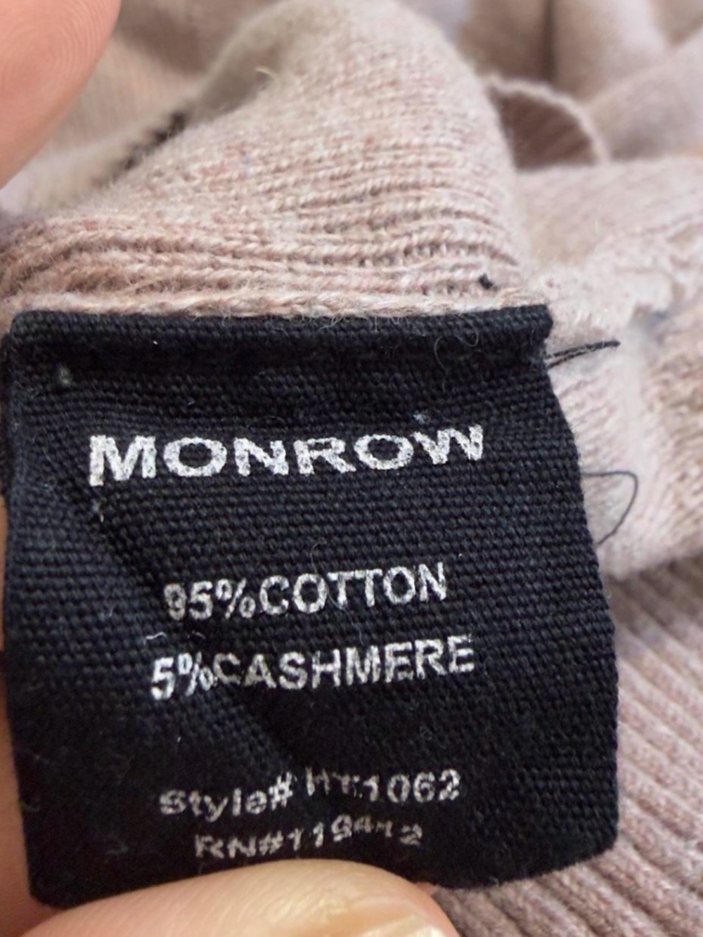 Monrow Women's Zip-Up Sweater in Dusty Mauve - Picture 4 of 4